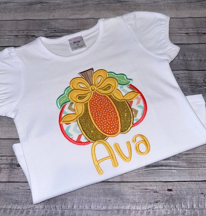 Personalized Pumpkin shirt for girls. Thanksgiving holiday 