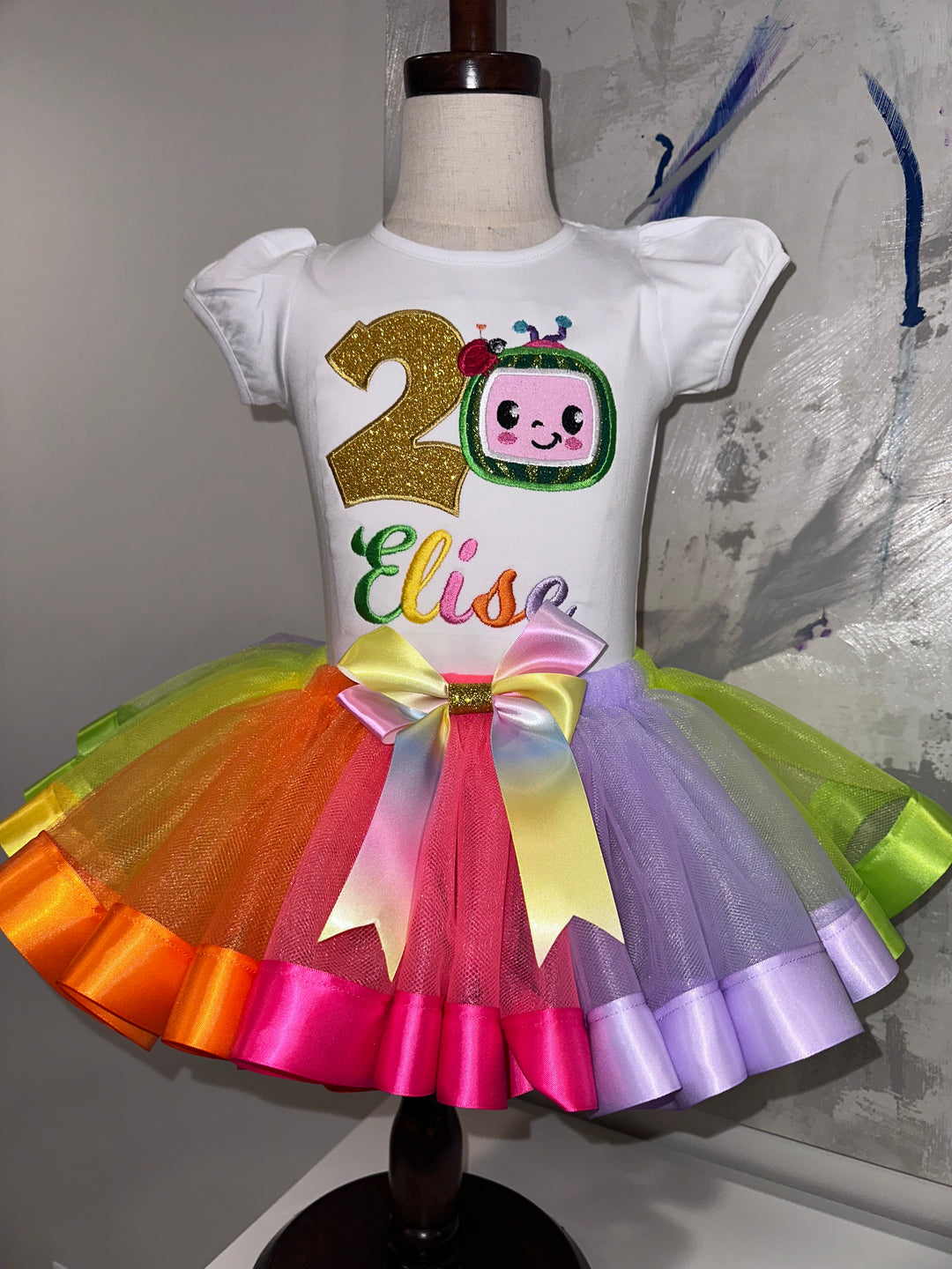 Personalized Cocomelon-inspired birthday outfit|Custom Birthday dress set for girls