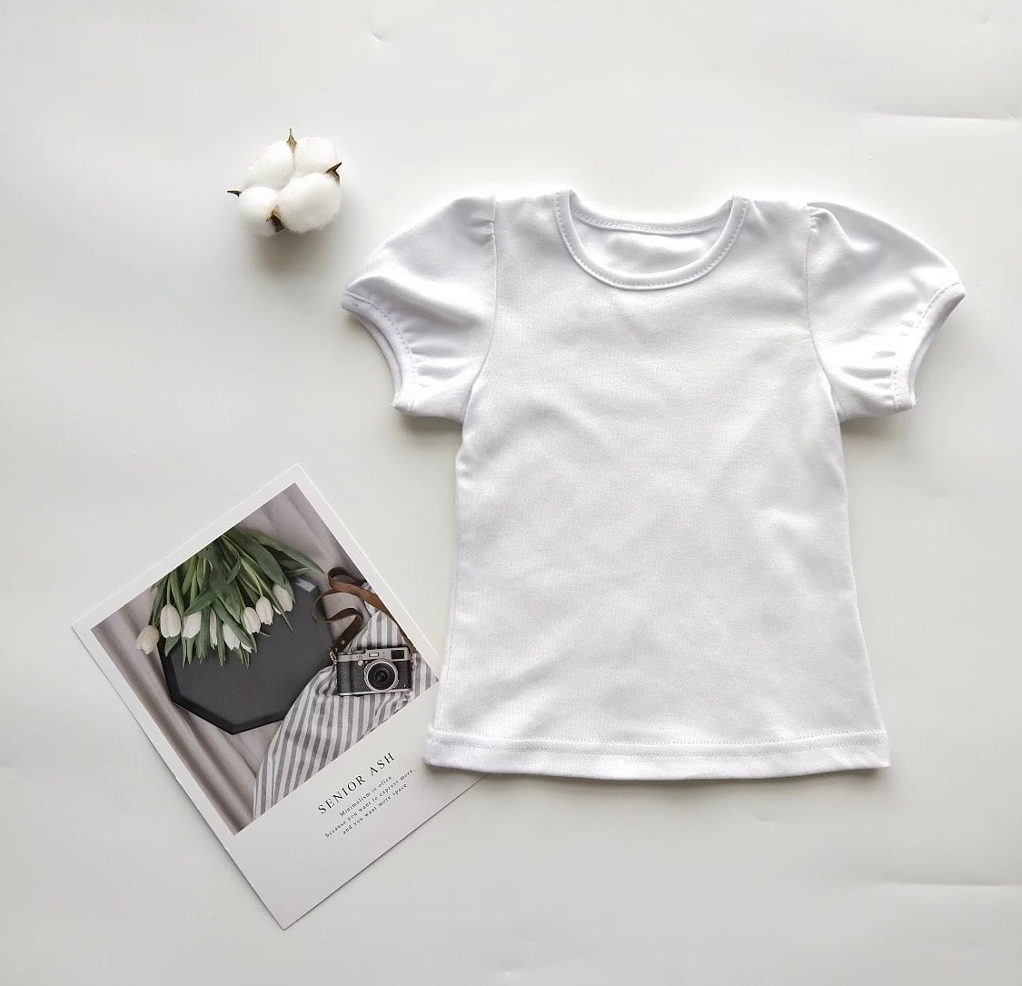 Puff sleeve toddler shirt for girls-Embroidery ready