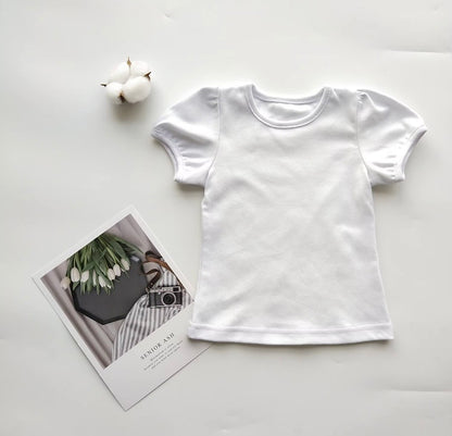 Puff sleeve toddler shirt for girls-Embroidery ready