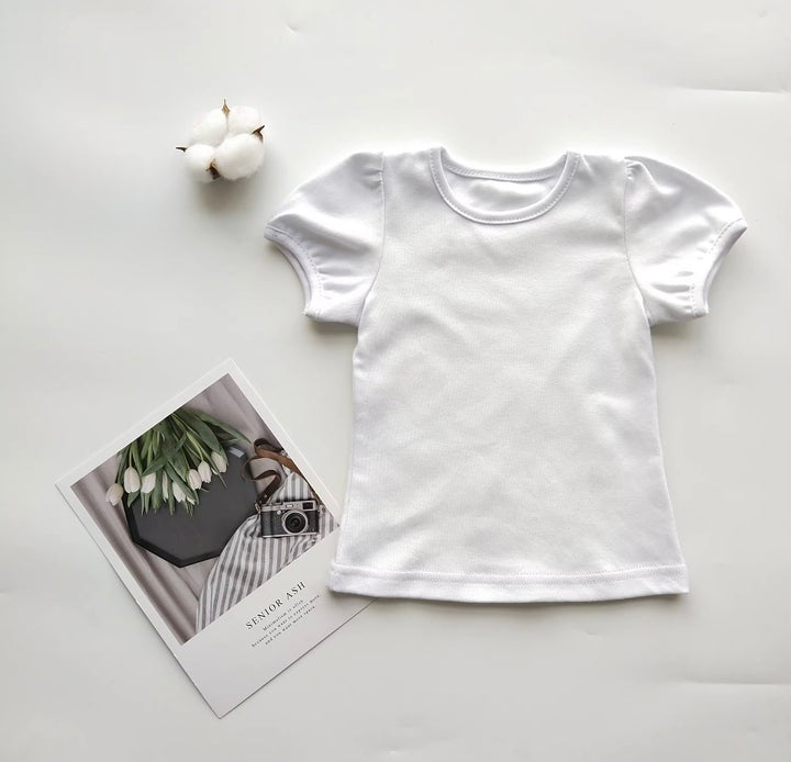 Puff sleeve toddler shirt for girls-Embroidery ready