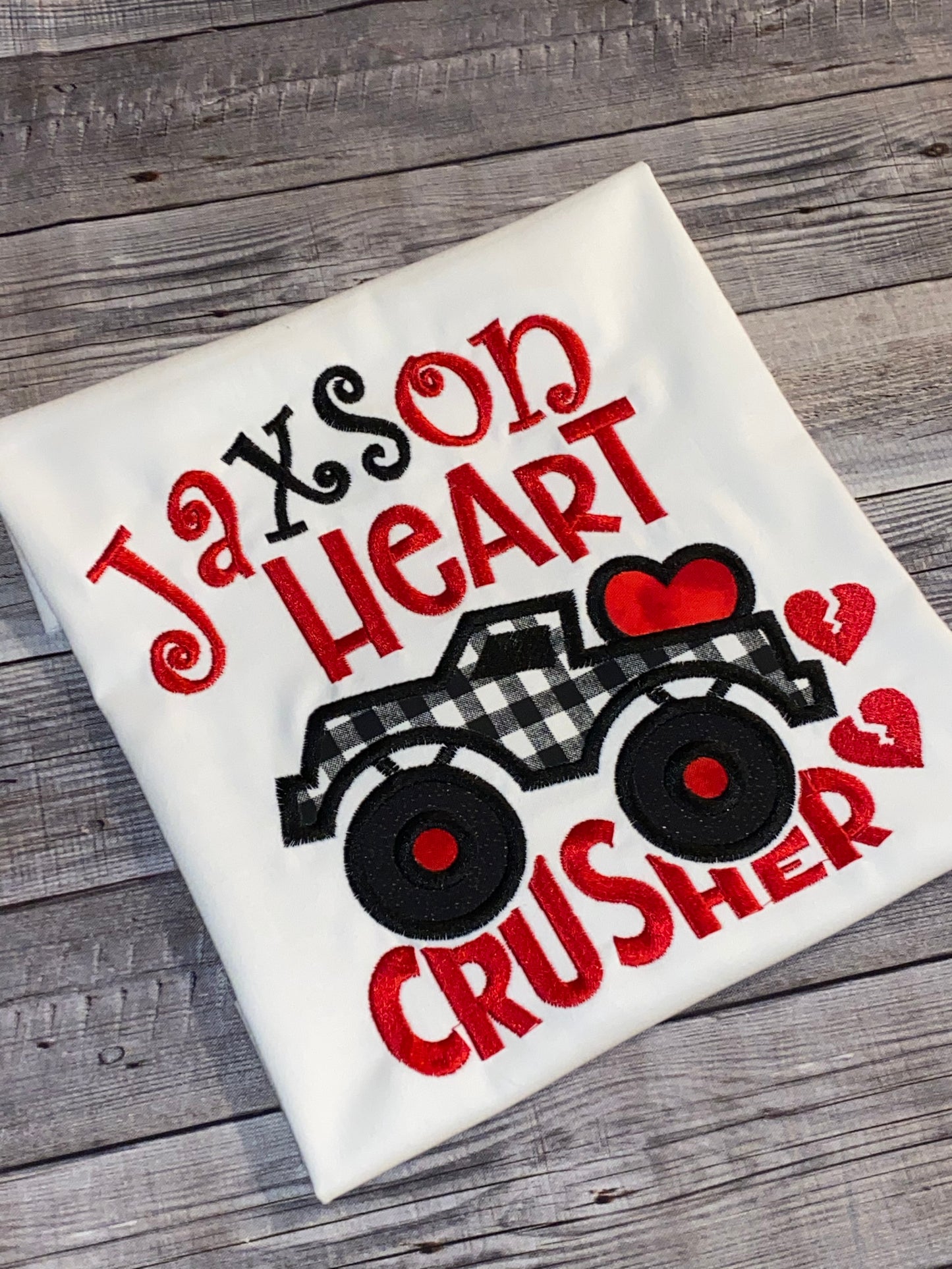 Personalized heart crusher shirt for boys