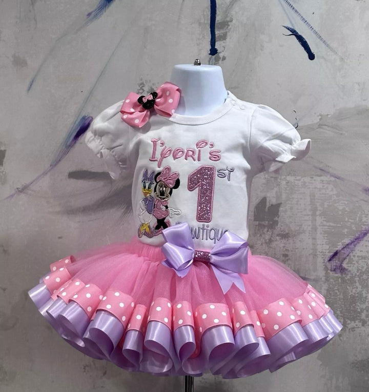 Personalized Minnie &amp; Daisy inspired Birthday tutu set for girls|Custom Birthday Outfit