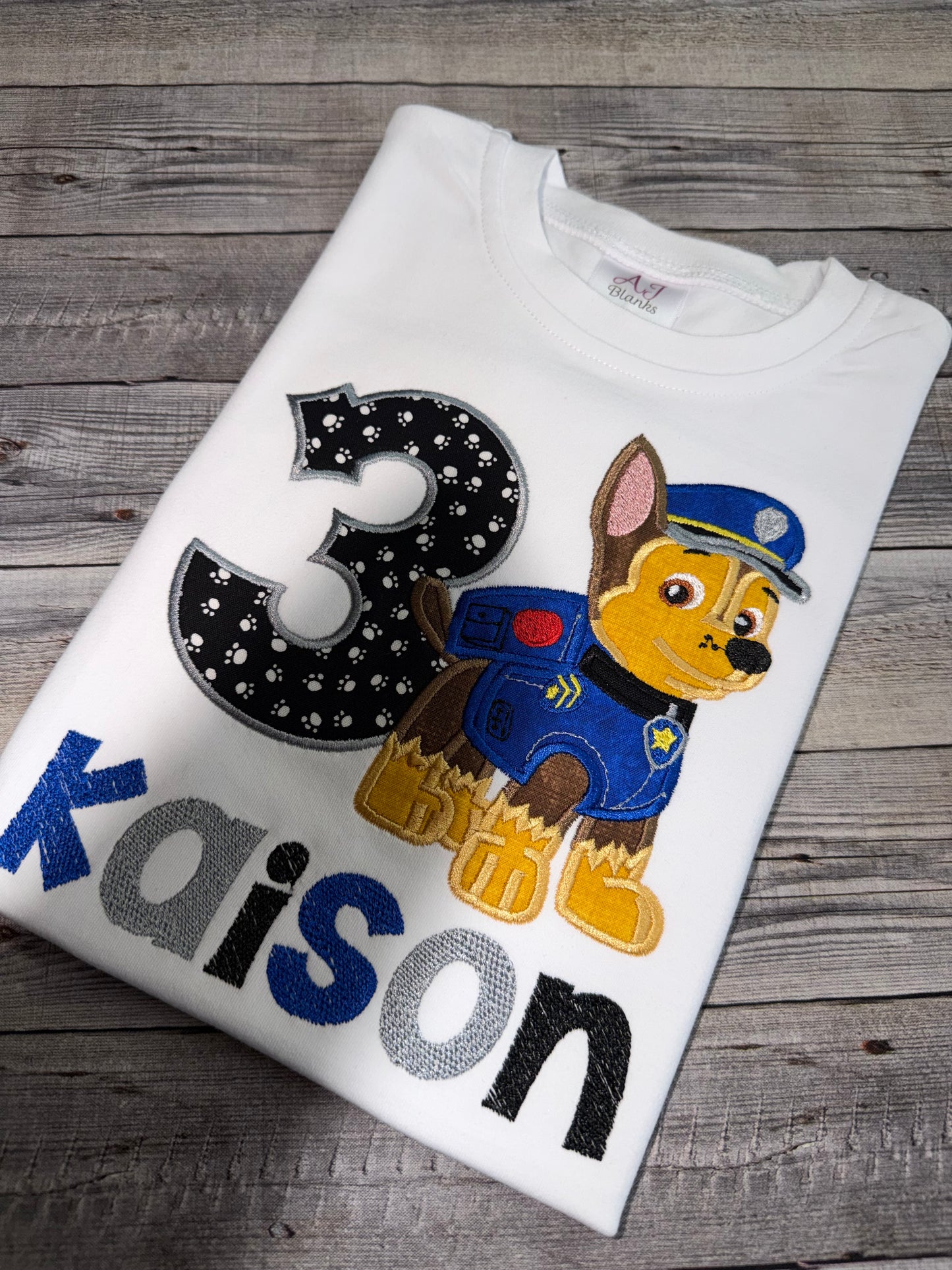 Personalized Paw Patrol Chase Birthday Outfit for Toddler Boys| Custom Name Shirt & Shorts Set