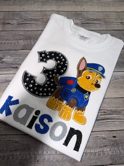Personalized Paw Patrol Chase Birthday Outfit for Toddler Boys| Custom Name Shirt & Shorts Set