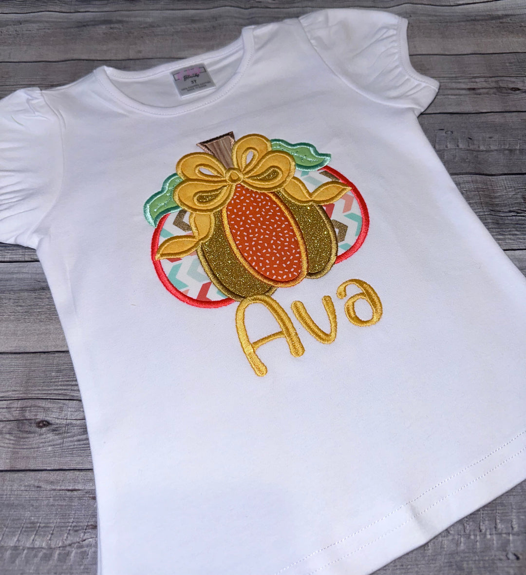 Personalized Pumpkin shirt for girls. Thanksgiving holiday 
