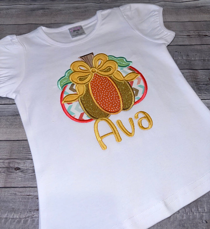 Personalized Pumpkin shirt for girls. Thanksgiving holiday 