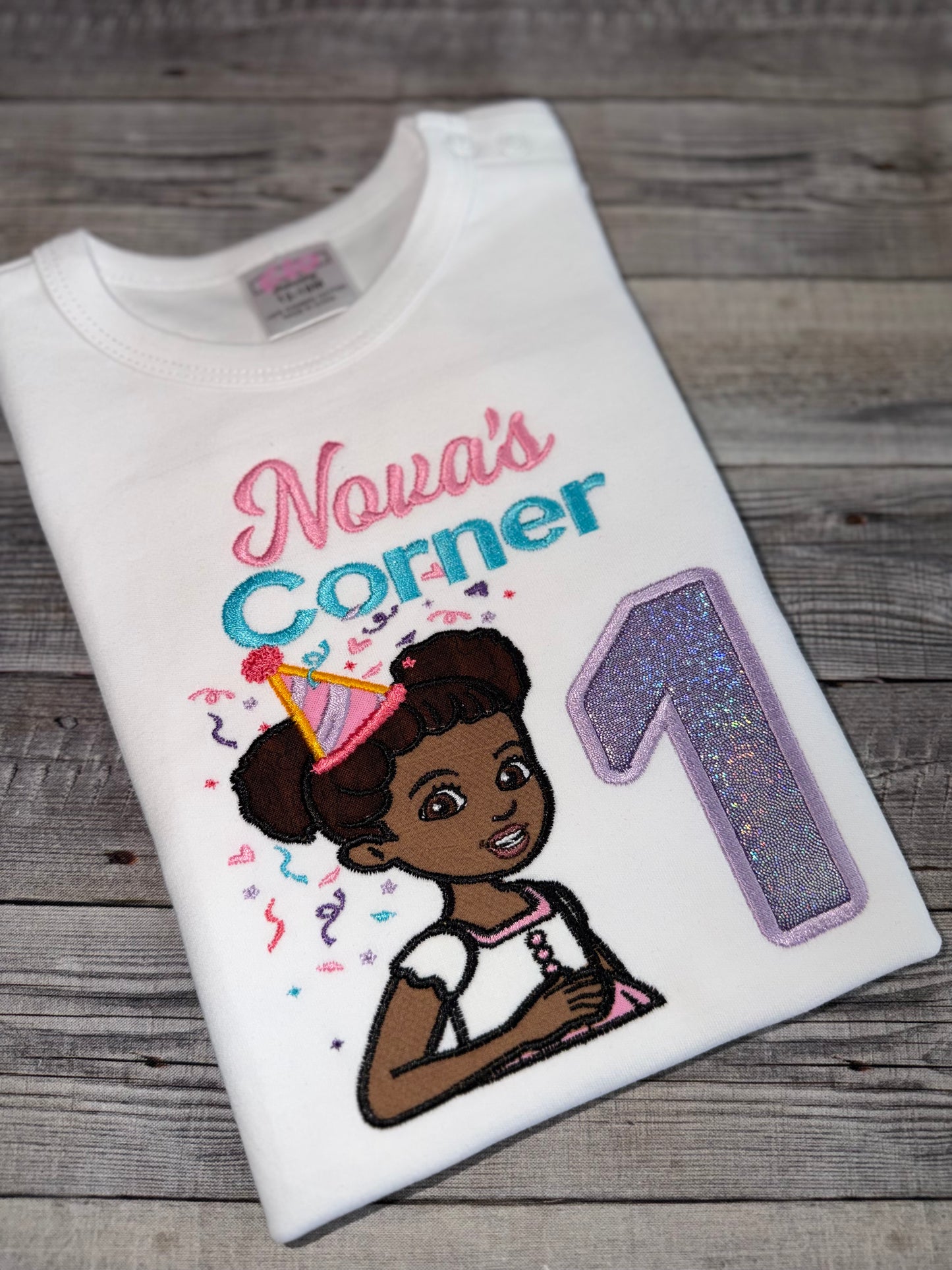 Gracie's Corner First Birthday Outfit Girl| Custom Embroidered Puff Sleeve shirt & Tutu Set| Sizes 0M-12Y