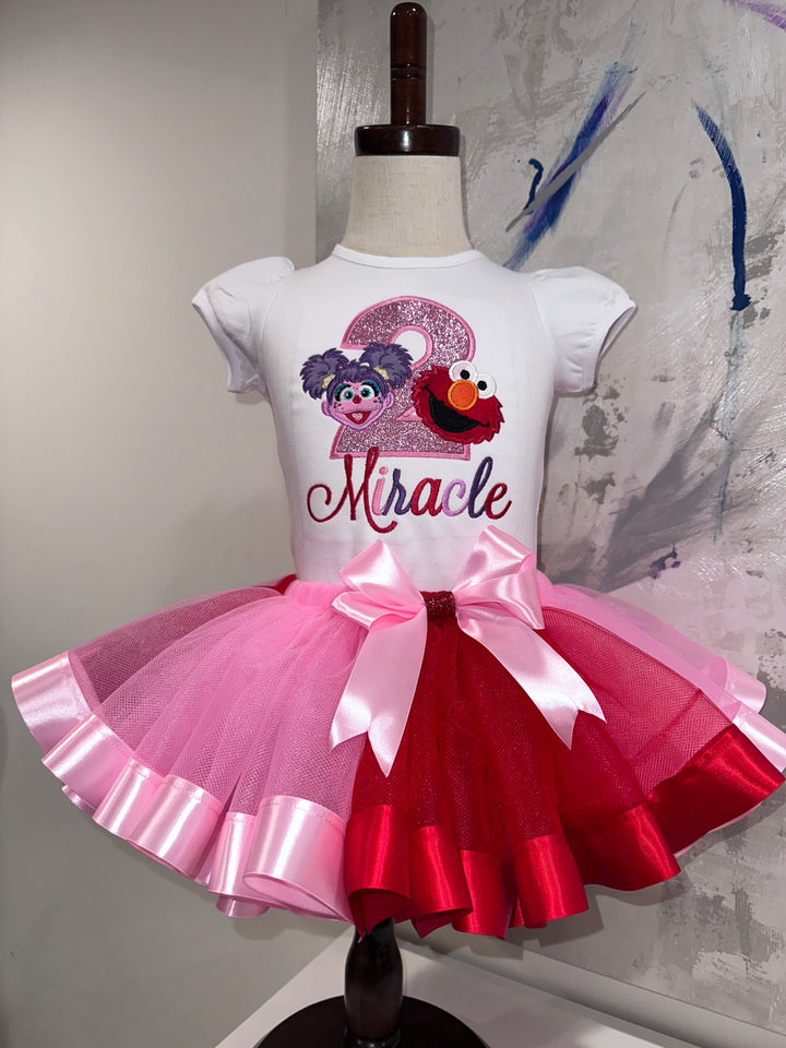 Sesame Street Inspired Birthday Tutu Outfit – Elmo &amp; Abby Personalized Set