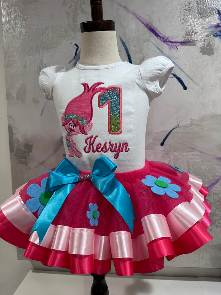 Personalized Trolls-inspired birthday tutu outfit|Custom Birthday Dress for girls