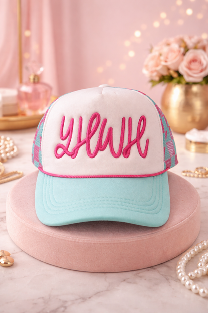 YHWH Rhinestone 3d Embroidered Trucker Hat