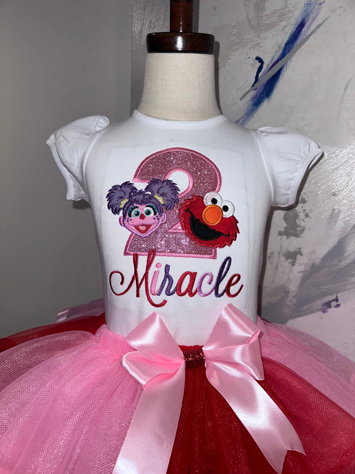 Sesame Street Inspired Birthday Tutu Outfit – Elmo &amp; Abby Personalized Set