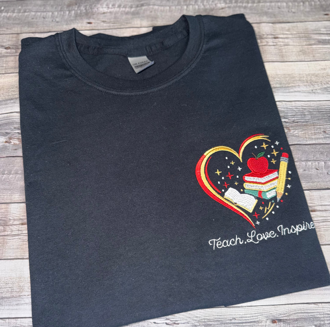 Teach. Love. Inspire. Embroidered Teacher Tshirt