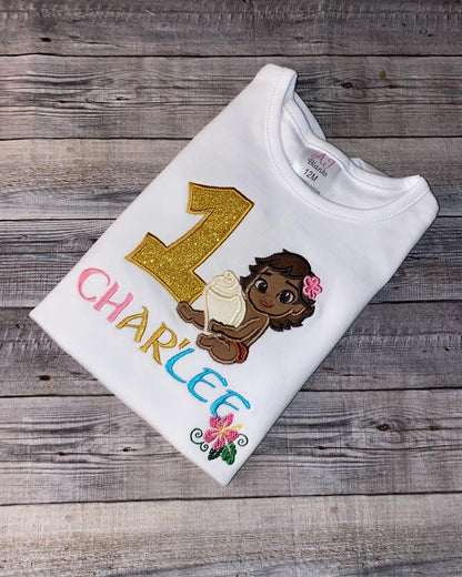 Moana Birthday Outfit, theme and ideas. 1st birthday ideas, and them. Moana birthday shirt