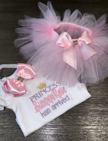 Personalized Princess has arrived newborn outfit