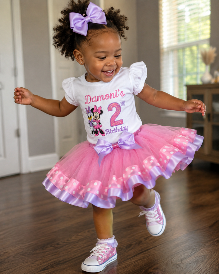 Personalized Minnie &amp; Daisy inspired Birthday tutu set for girls|Custom Birthday Outfit