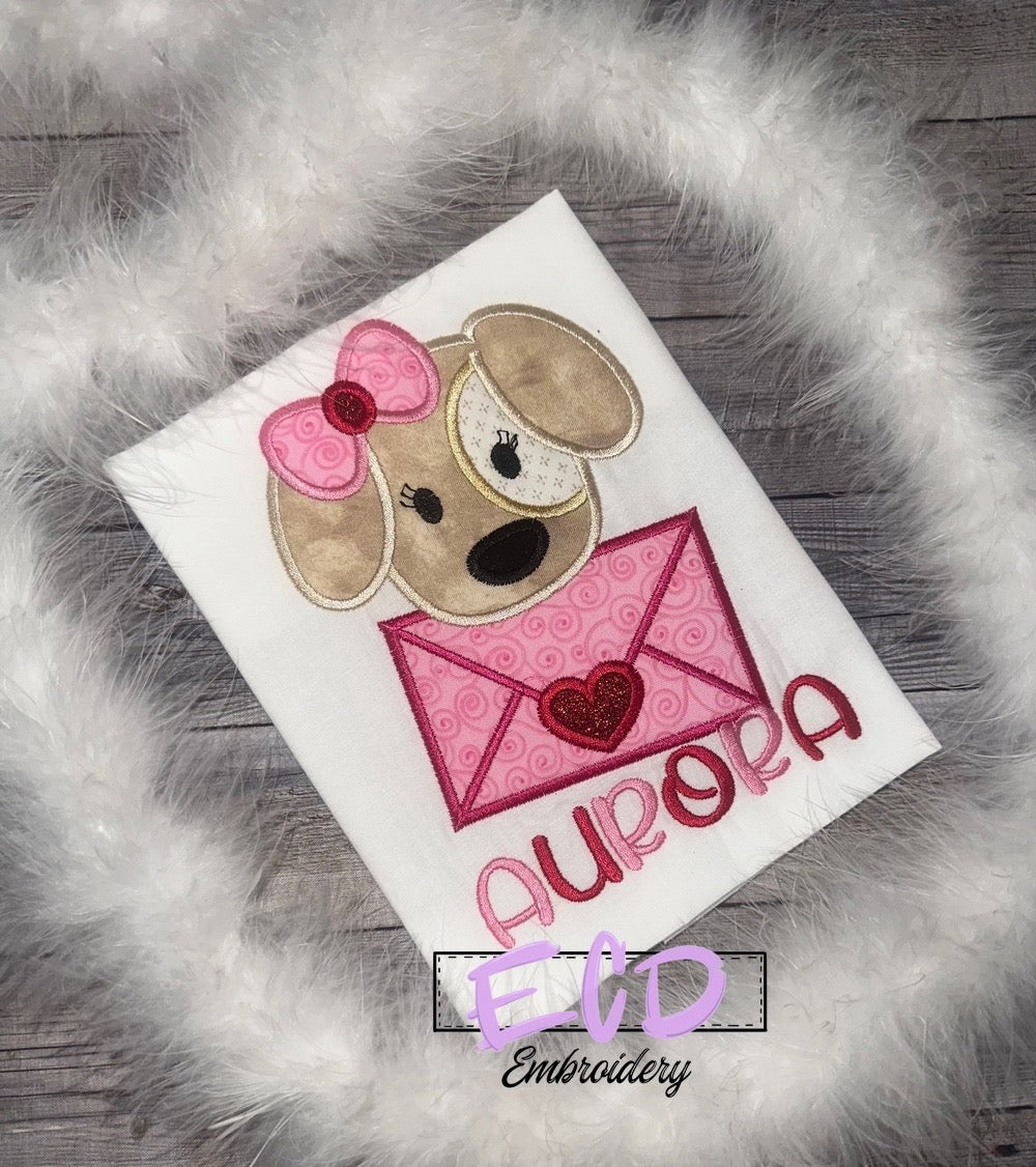 Puppy Dog Valentine's Day shirt for girls