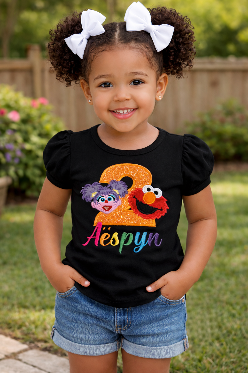 Red Monster and Fairy Birthday shirt for girls