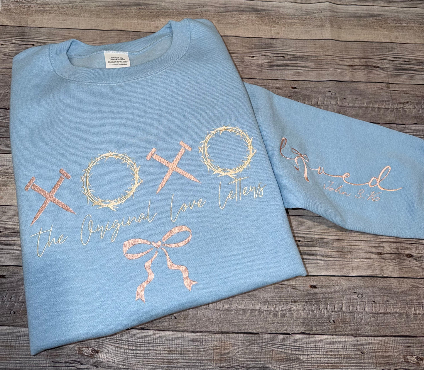 XOXO – The Original Love Letters Embroidered Sweatshirt | John 3:16