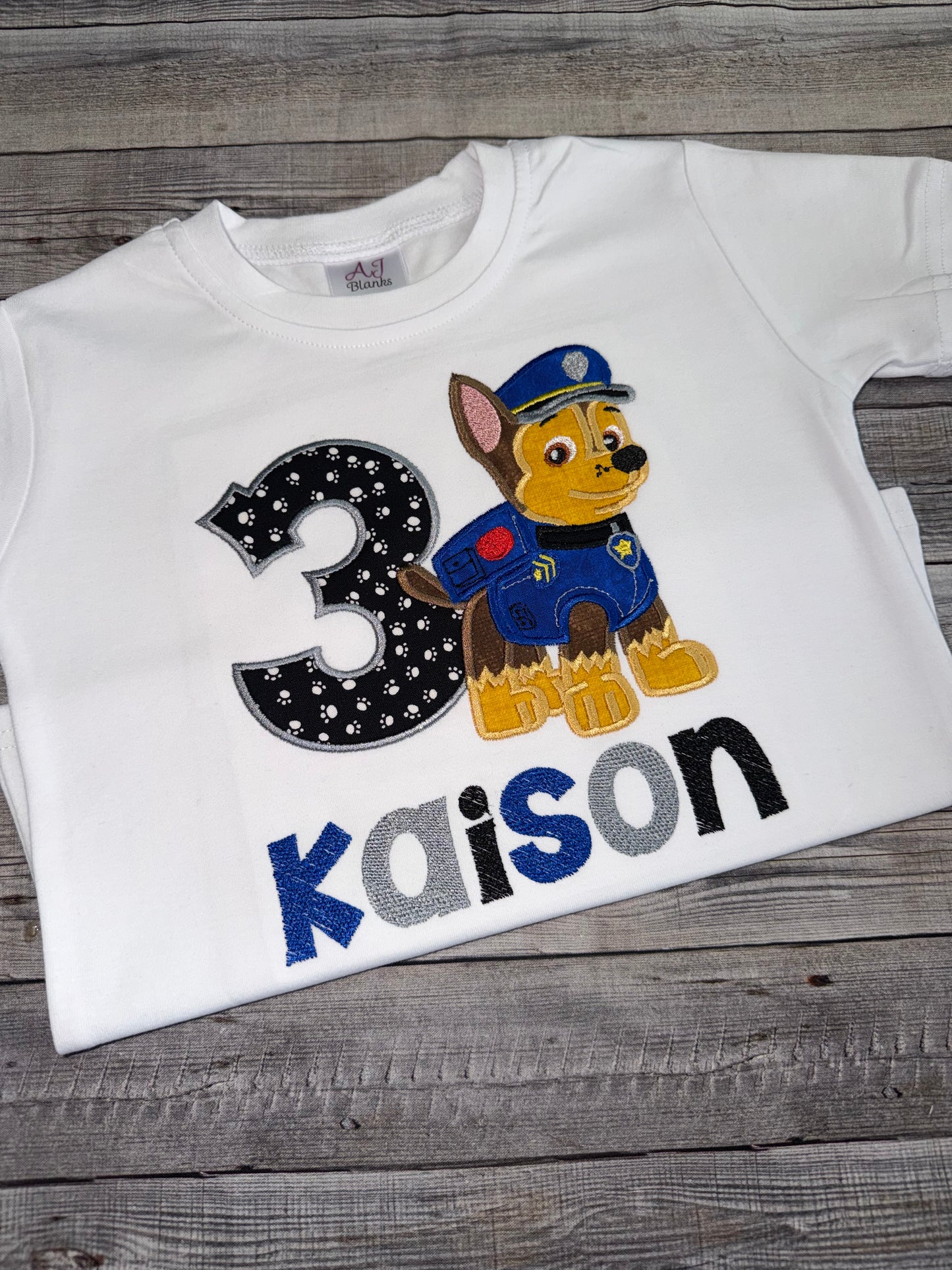 Personalized Paw Patrol Chase Birthday Outfit for Toddler Boys| Custom Name Shirt & Shorts Set