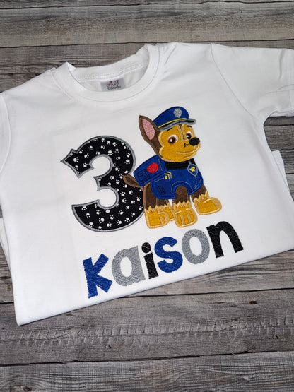 Personalized Paw Patrol Chase Birthday Outfit for Toddler Boys| Custom Name Shirt & Shorts Set