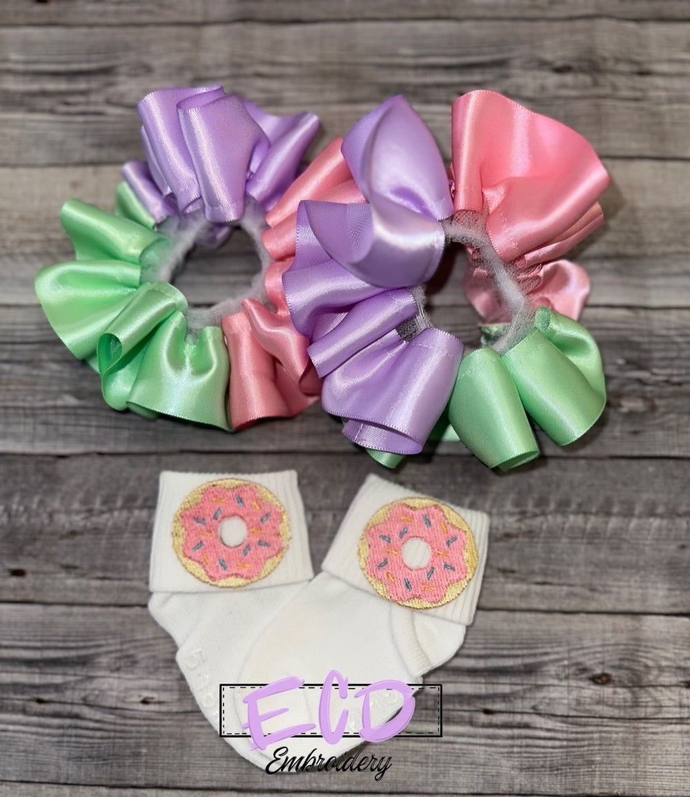 Donut theme ruffle socks for girls