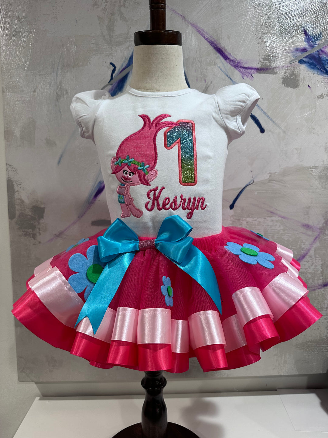 Personalized Trolls-inspired birthday tutu outfit|Custom Birthday Dress for girls