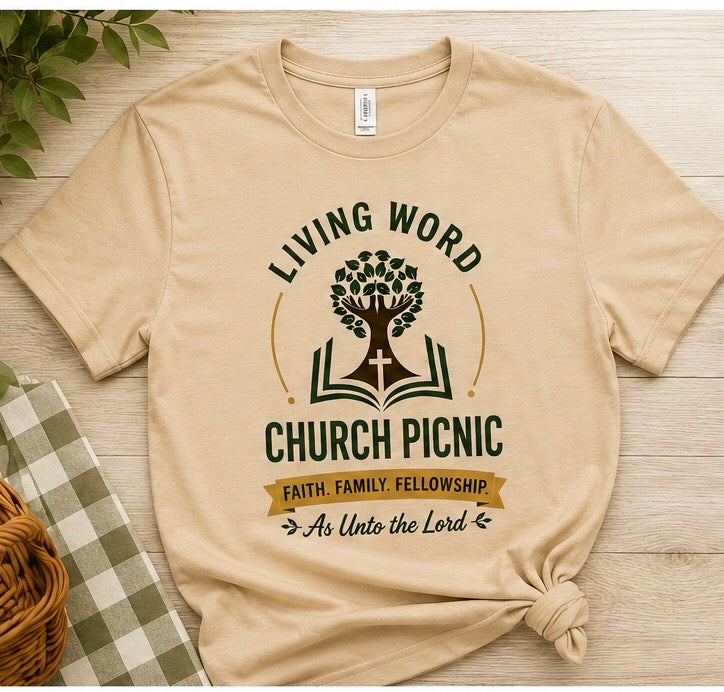 Living Word Church Picnic Shirt(choose ground shipping at checkout)