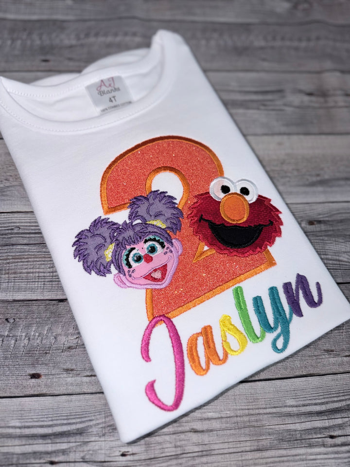Personalized Elmo &amp; Abby-inspired birthday shirt