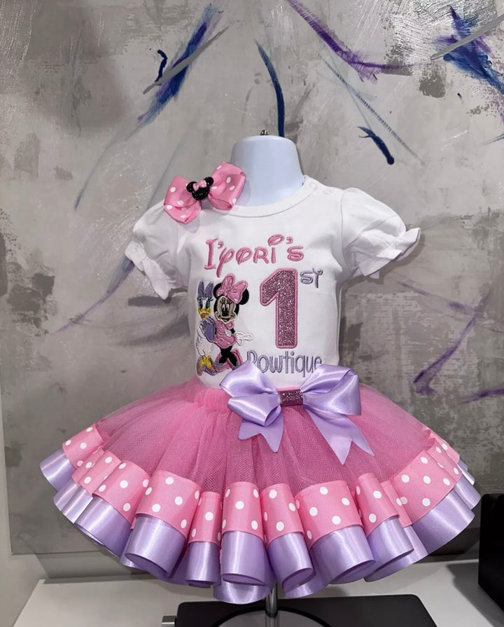 Personalized Minnie &amp; Daisy inspired Birthday tutu set for girls|Custom Birthday Outfit