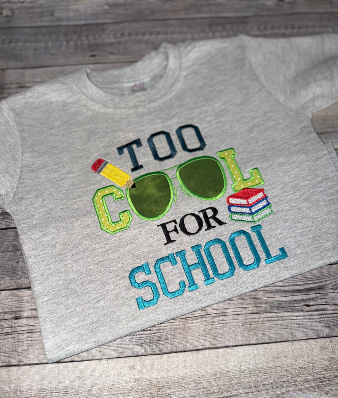 Too Cool for School Embroidered Appliqué Shirt