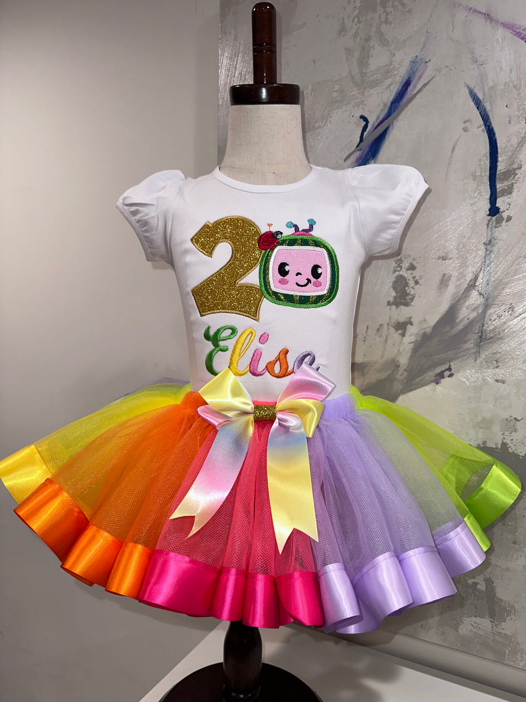 Personalized Cocomelon-inspired birthday outfit|Custom Birthday dress set for girls