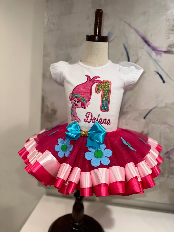 Personalized Trolls-inspired birthday tutu outfit|Custom Birthday Dress for girls