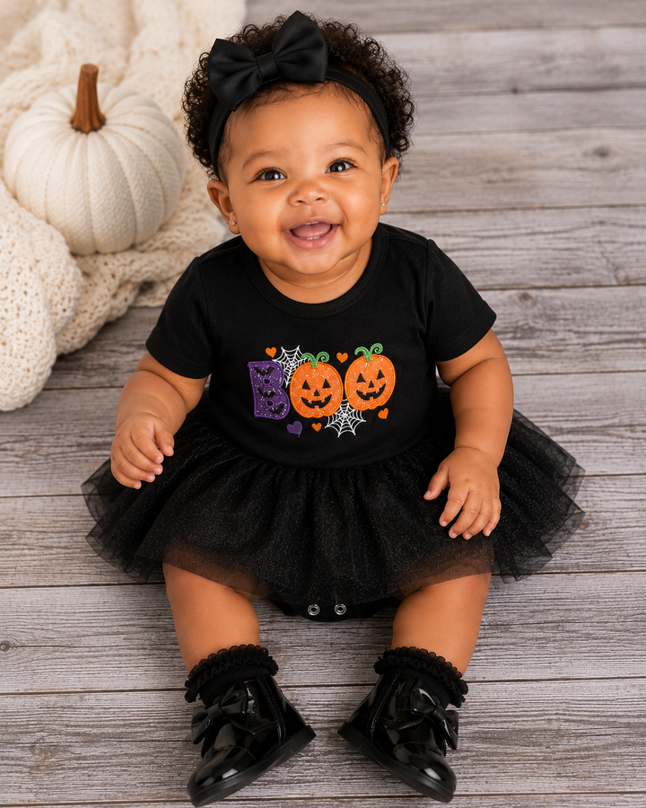 Baby Girl Pumpkin BOO Tutu Romper