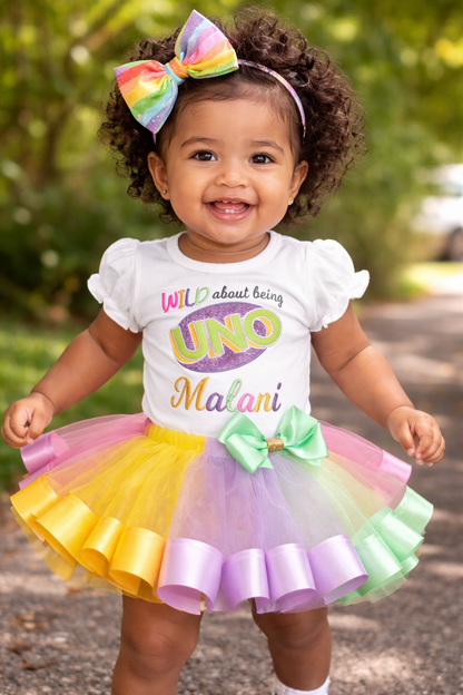 Wild about being Uno birthday outfit-pastel