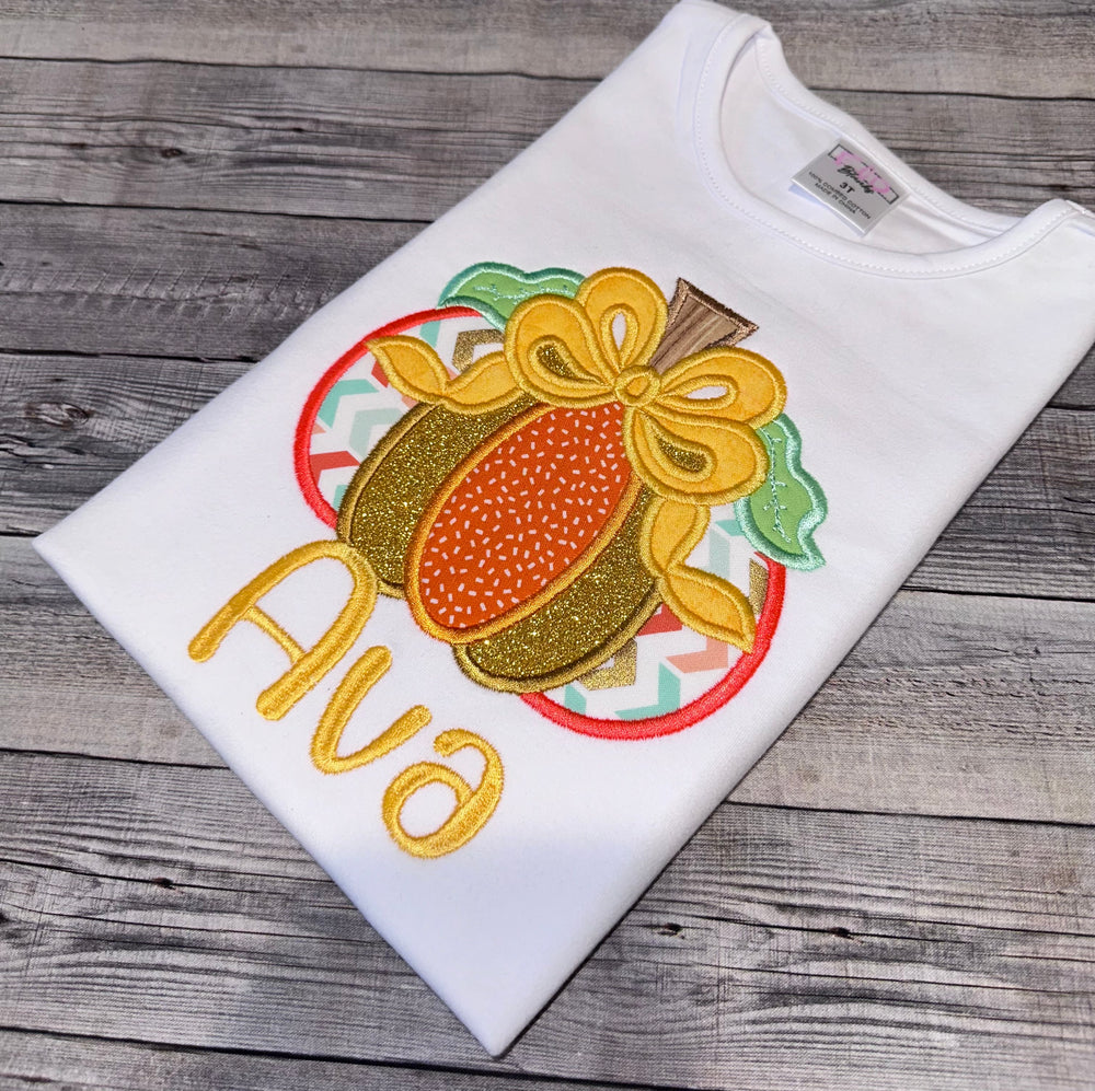 Personalized Pumpkin shirt for girls. Thanksgiving holiday 