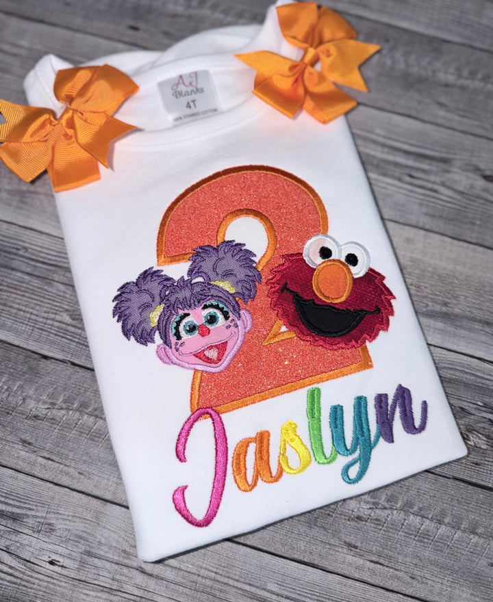 Personalized Elmo &amp; Abby-inspired birthday shirt