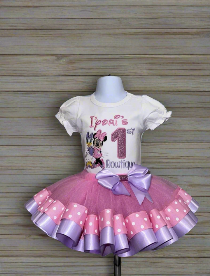 Personalized Minnie &amp; Daisy inspired Birthday tutu set for girls|Custom Birthday Outfit