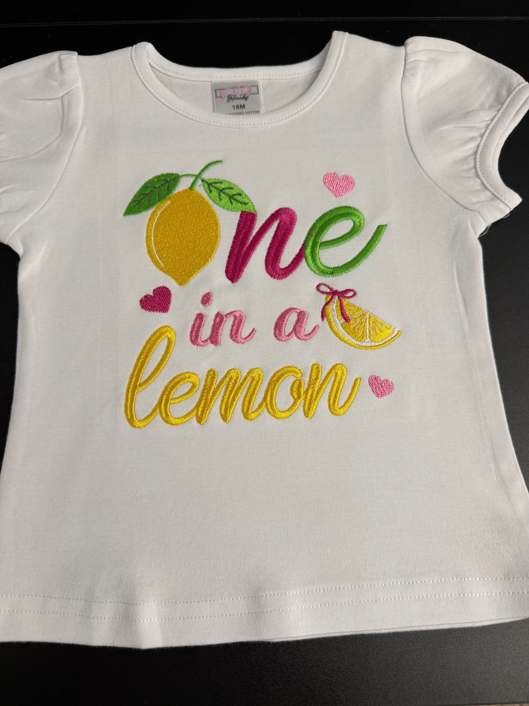 One in a Lemon Birthday Outfit- Embroidered Lemon Shirt &amp; Double Trim Tutu Set