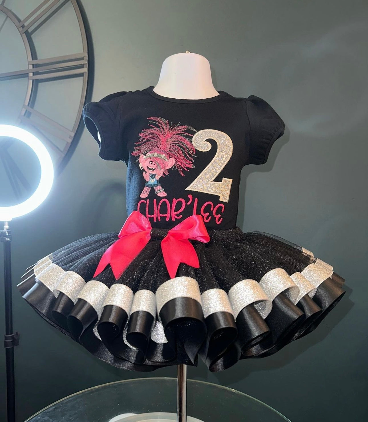 Personalized and embroidered Rock Star Princess Poppy Birthday Outfit for girls