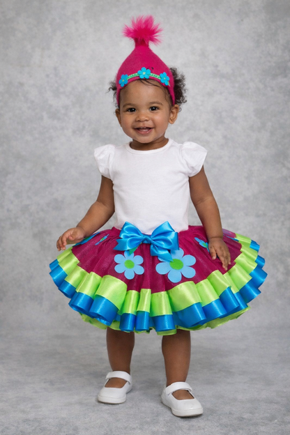 Personalized Trolls-inspired birthday tutu outfit|Custom Birthday Dress for girls