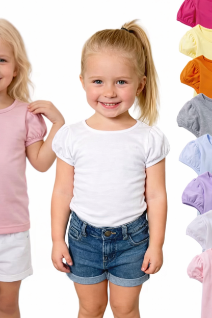 Puff sleeve toddler shirt for girls-Embroidery ready