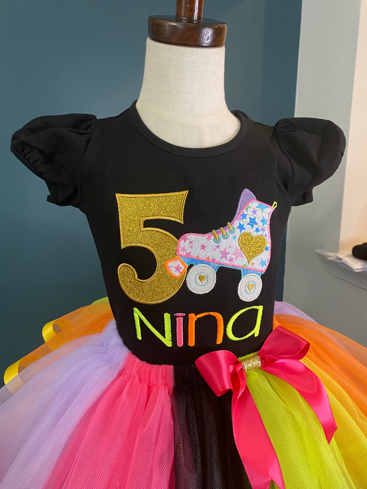 Skate theme birthday shirt and outfit for girls