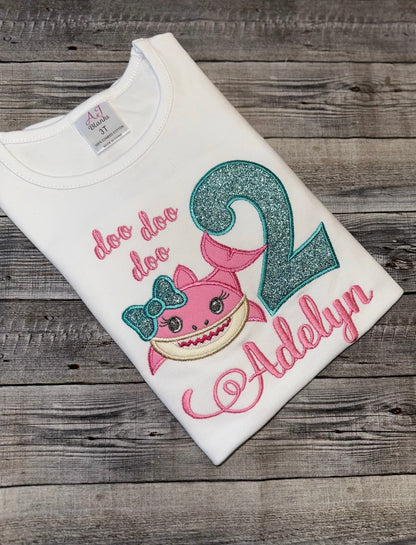 Shark birthday shirt for girls