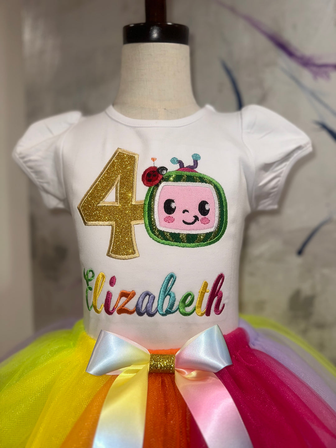 Personalized Cocomelon-inspired birthday outfit|Custom Birthday dress set for girls