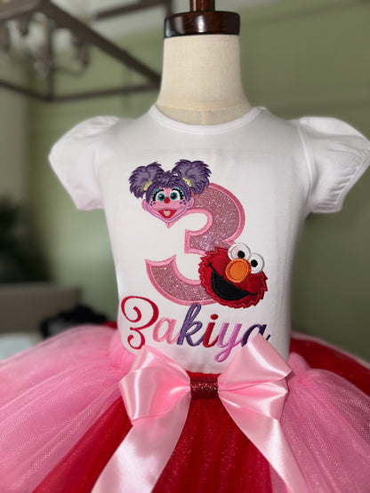Sesame Street Inspired Birthday Tutu Outfit – Elmo & Abby Personalized Set