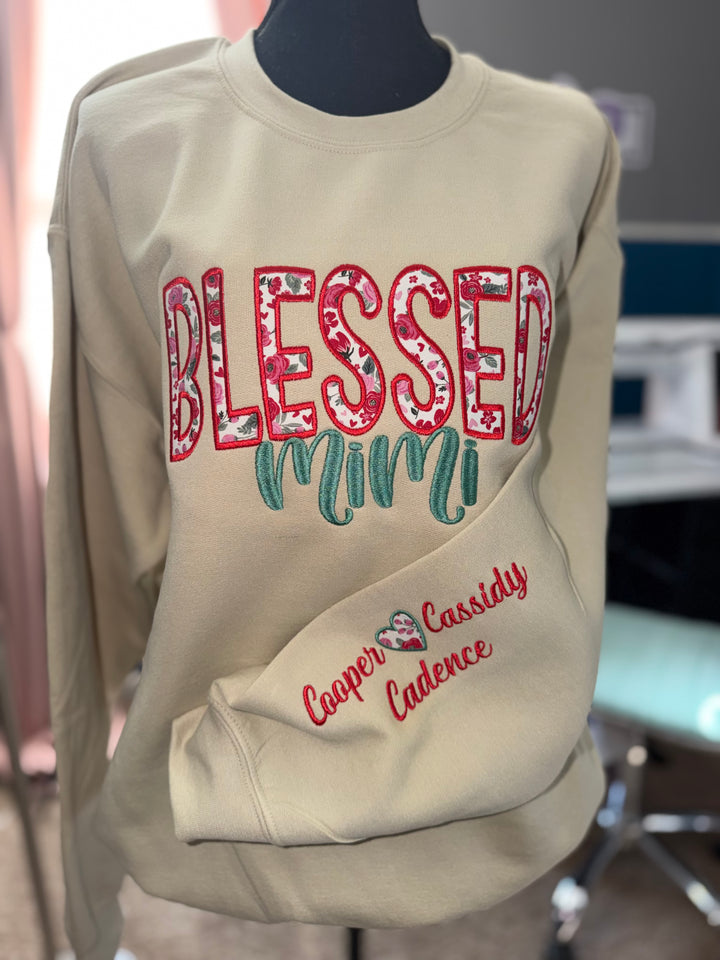 Personalized Blessed Mimi Embroidered Sweatshirt