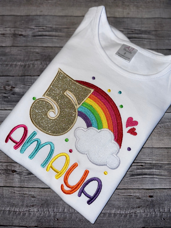 Personalized Rainbow birthday outfit|Custom Birthday Dress &amp; Shirt for girls