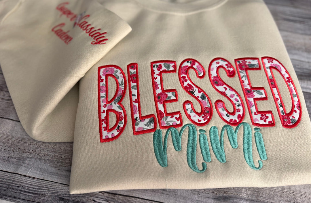 Personalized Blessed Mimi Embroidered Sweatshirt