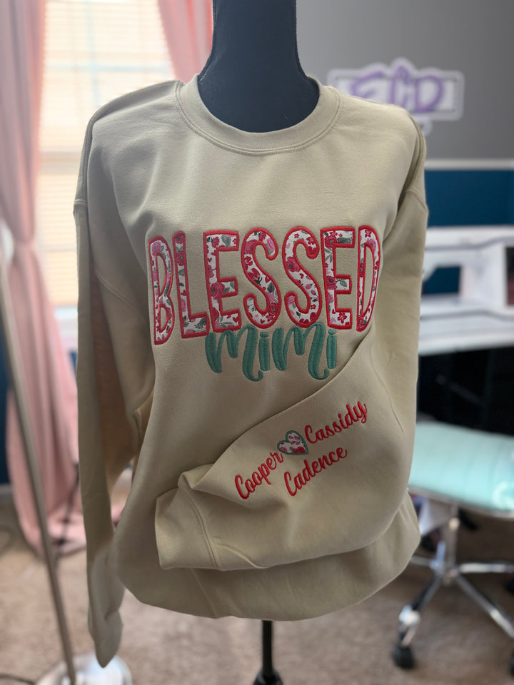 Personalized Blessed Mimi Embroidered Sweatshirt
